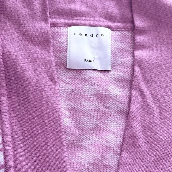Sandro Pink Houndstooth Cardigan - Picture 2 of 8